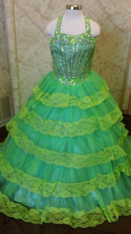 lime halter pageant dress