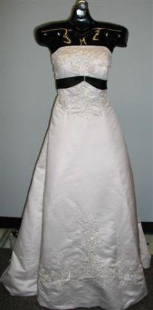 white wedding gown with black embroidery