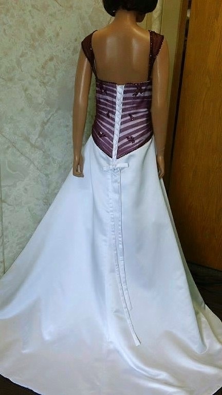 merlot and white wedding dress