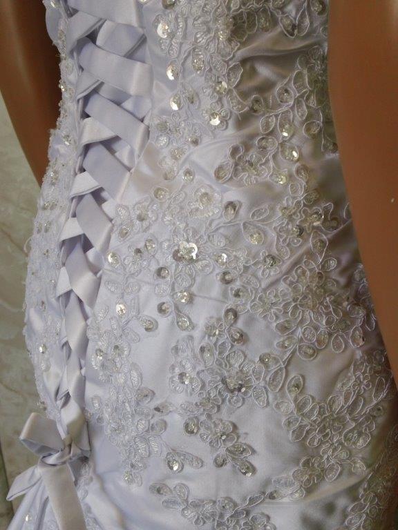 beaded wedding gown with corset lace up back