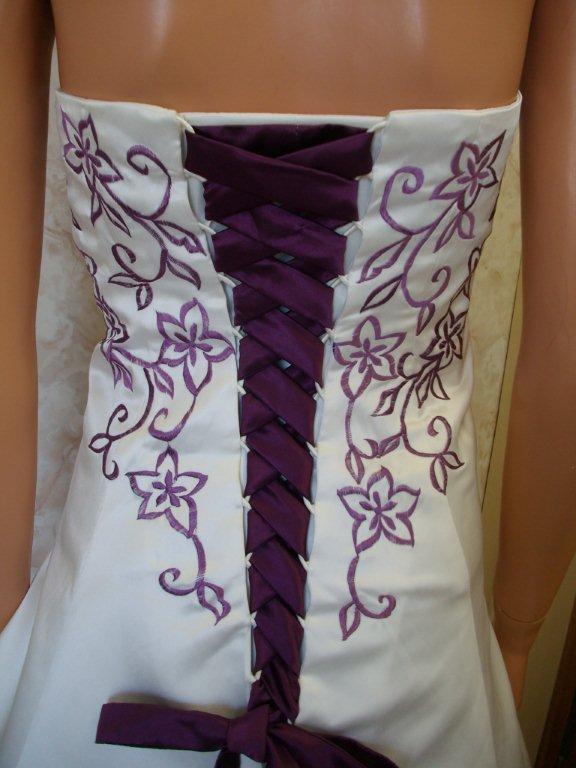 ivory purple Embroidered Wedding Dress