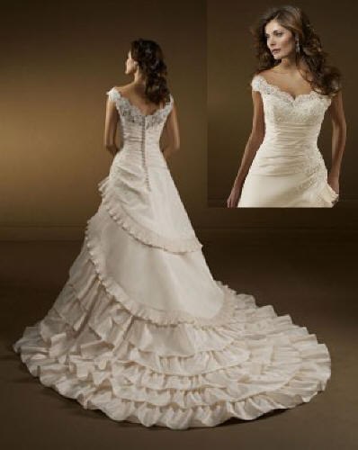 A-Line V-neck  wedding dress
