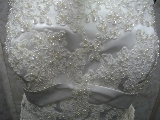 applique wedding dress top of bodice