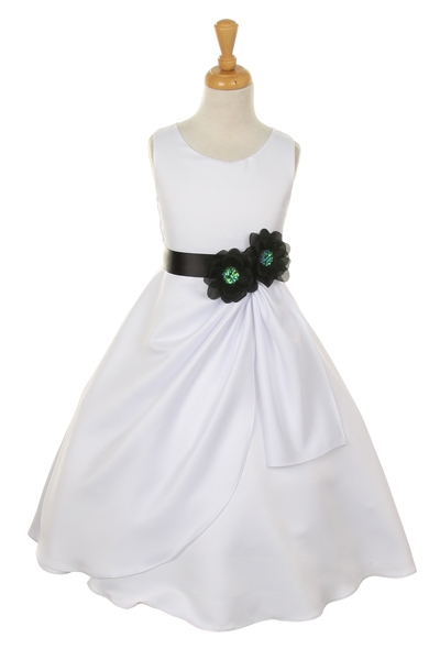 white dress with black sash