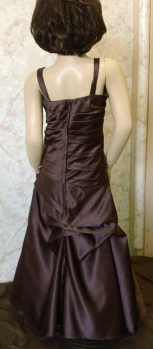 Brown long pleated flower girl dress