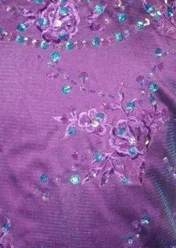purple and blue pageant dress details