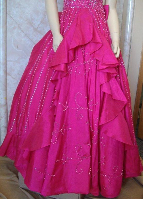 Girls Pink Beaded Halter Full Length Flower Girl Pageant Dress