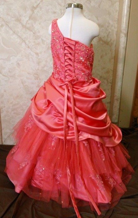 girls coral pageant dress