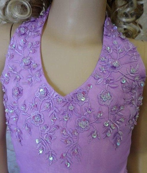 purple halter pageant ball gown