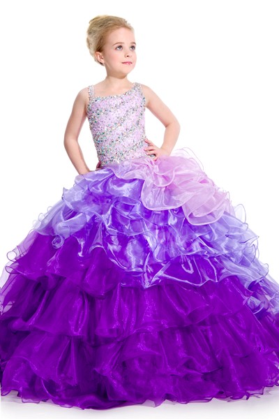 purple preteen long pageant dresses