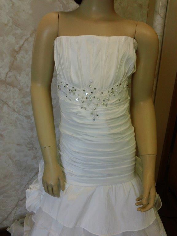 strapless taffeta pleated and ruched bodice