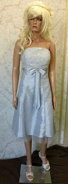 short silver bridesmaid dresses
