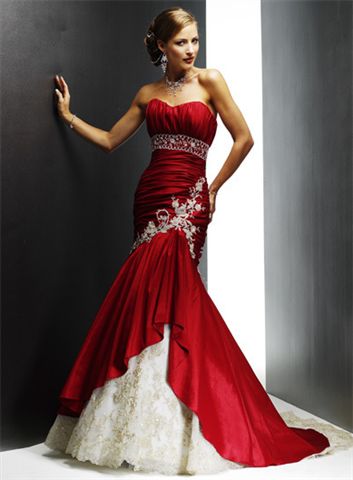 red strapless ballroom dresses