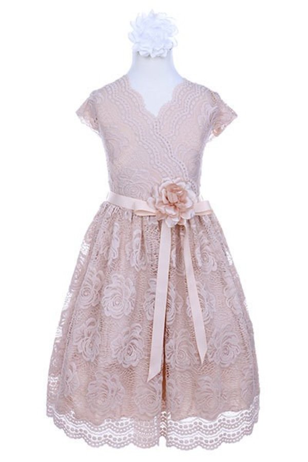champagne girls lace dresses