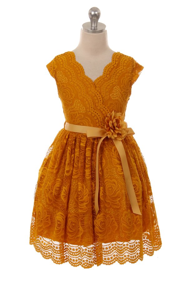 mustard girls lace dresses