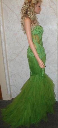 green strapless corset dress