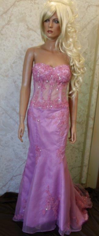 pink see through prom dress sale