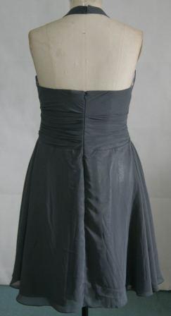 short charcoal chiffon bridesmaid dress