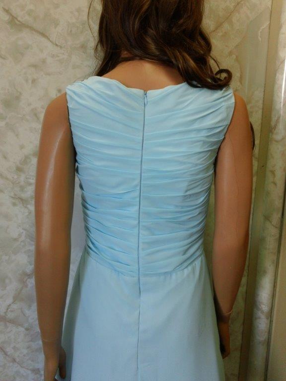 short ice blue bridesmaid dress with zipper back