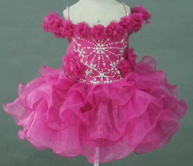 12 month fuschia baby pageant dress