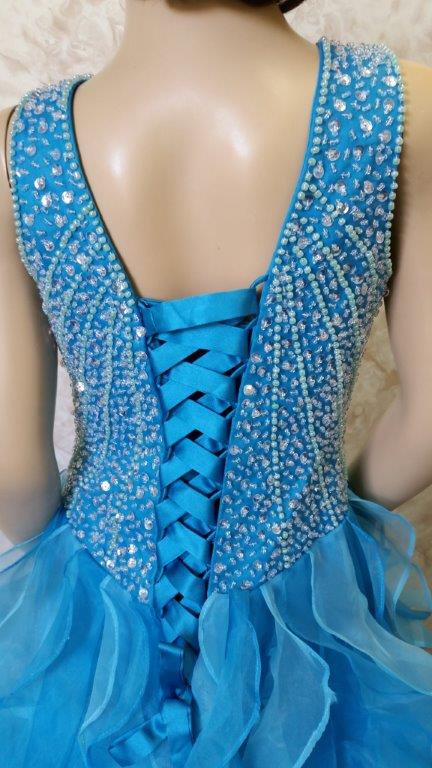 Turquoise and pool blue pageant dress