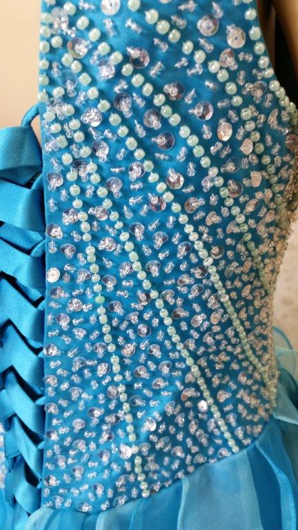 Turquoise and pool blue pageant dress