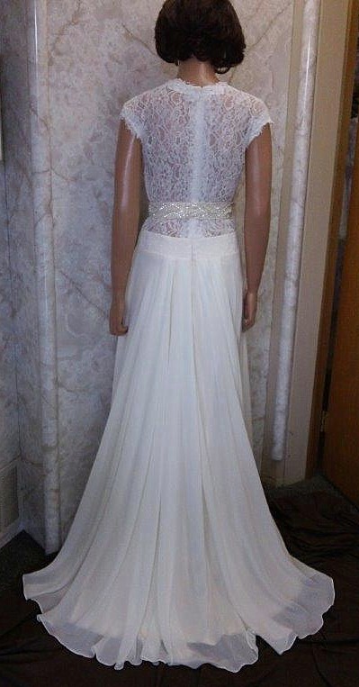 Lace illusion back wedding dress