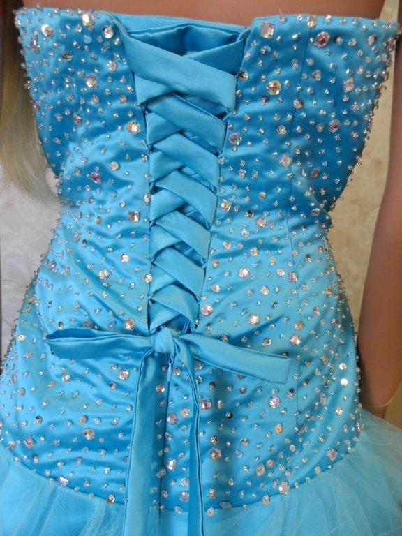 pool blue corset lace up back