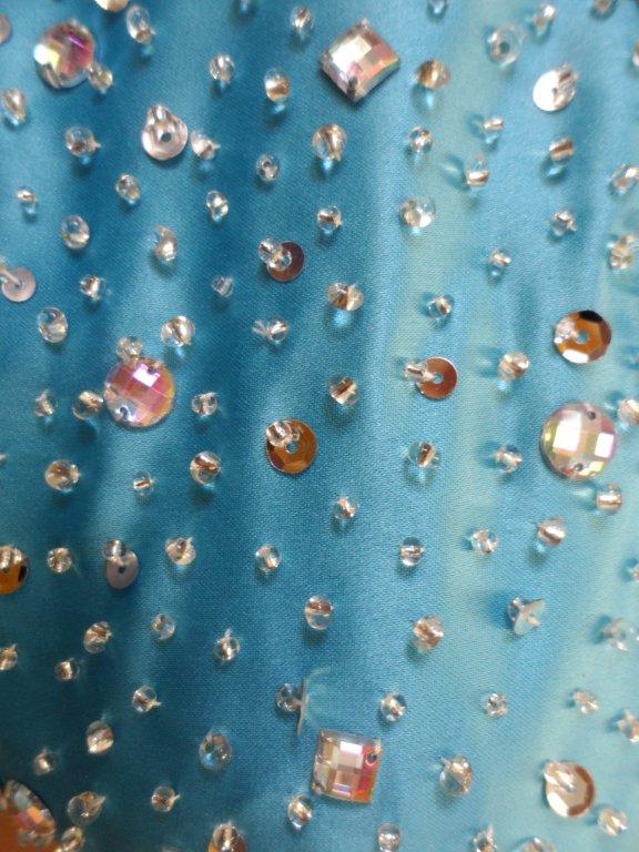 pool blue with sequins and beads