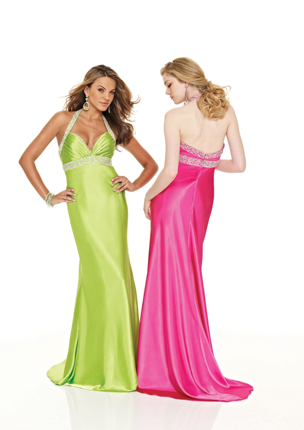 sequin prom dress with low cut neckline