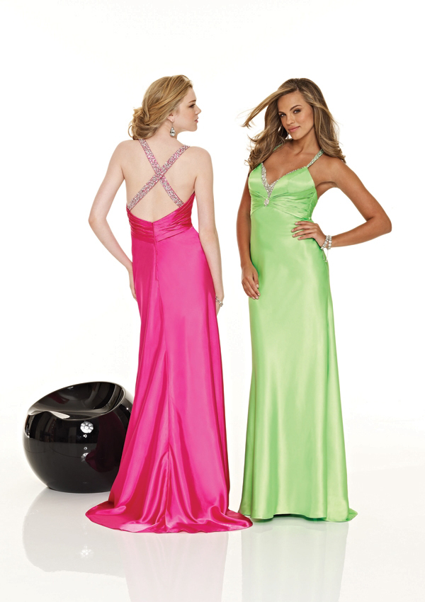 bright colored gowns
