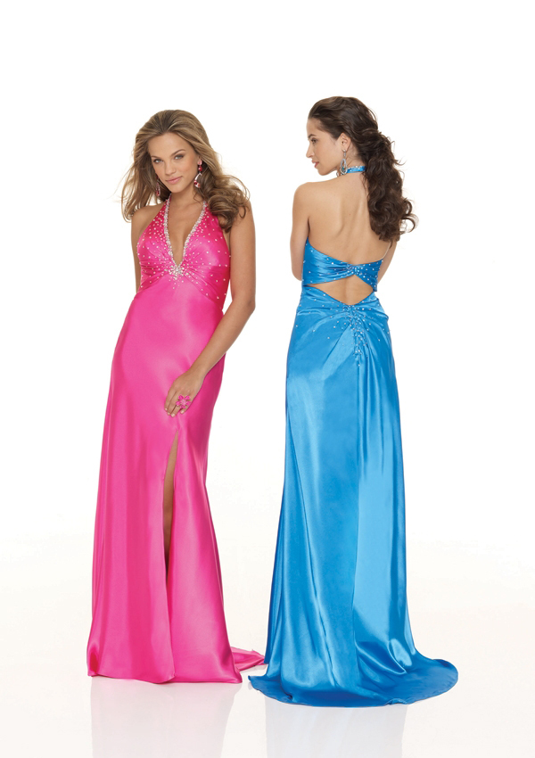 plunging halter evening gown