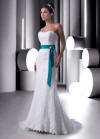 strapless wedding dress with scalloped hemline
