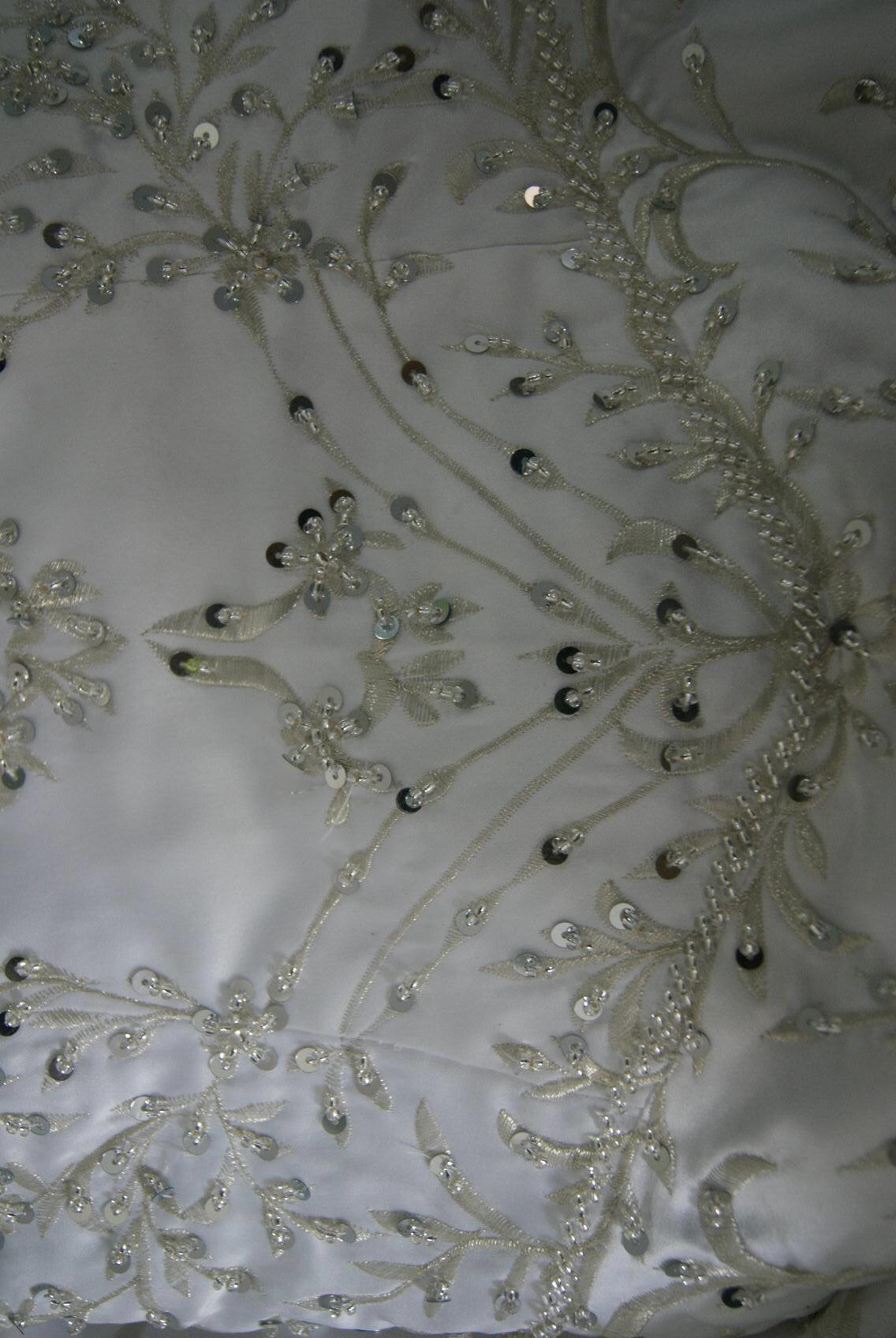 wedding dress silver embroidery and beading