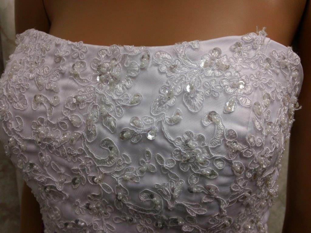 white strapless wedding gown
