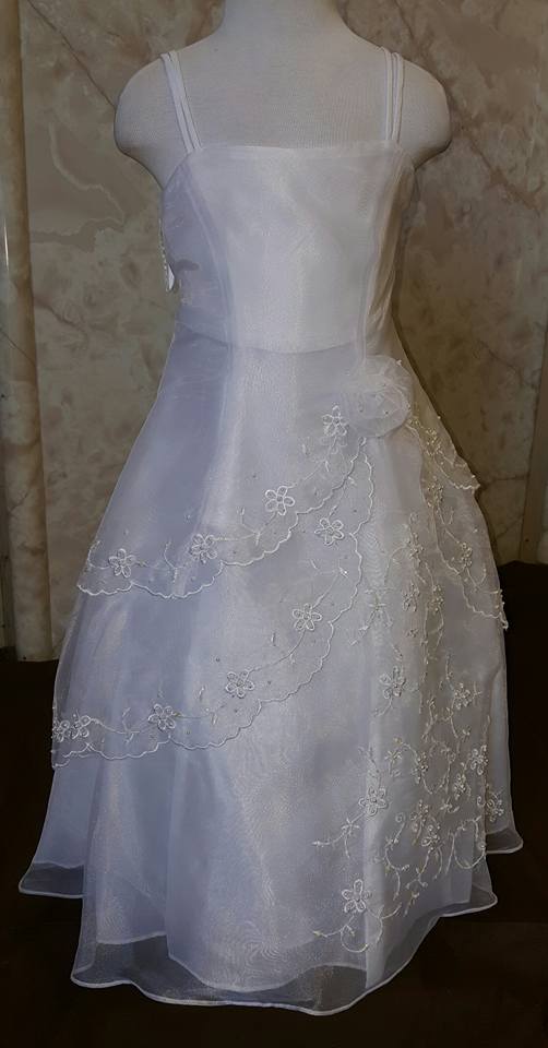 white flower embellished dress