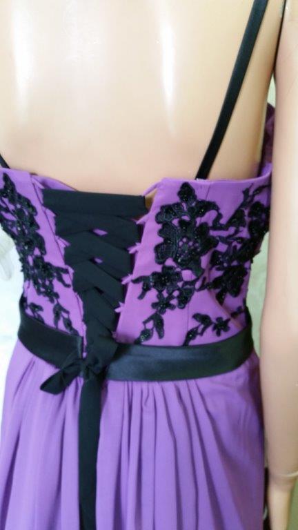 purple and  black bridesmaid dresses