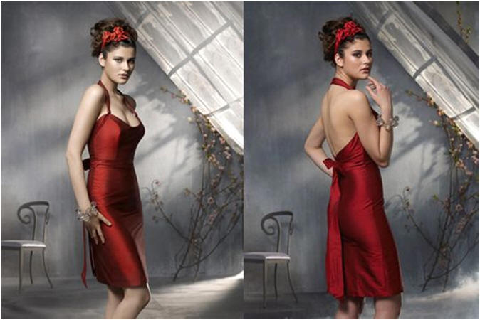 form fitting red cocktail dress