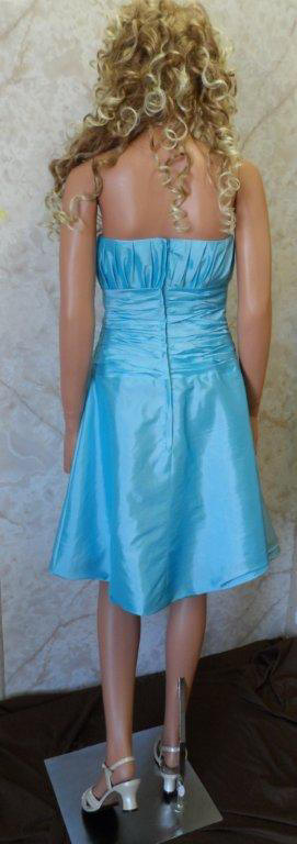 short pool blue bridesmaid dress
