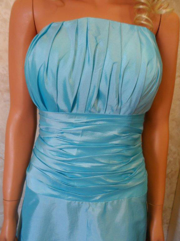 short pool blue bridesmaid dress
