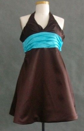 CHOCOLATE AND TURQUOISE DRESS