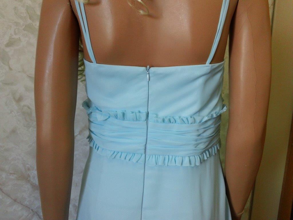 blue bridesmaid dress with zipper back