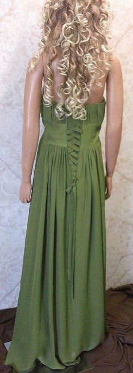 chiffon olive green bridesmaid dress