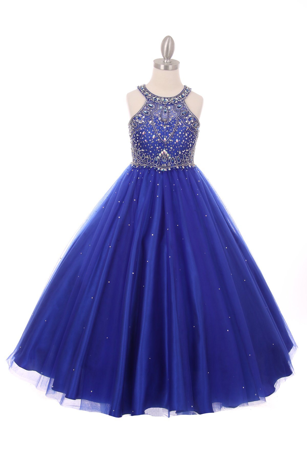 royal blue rhinestone halter dress