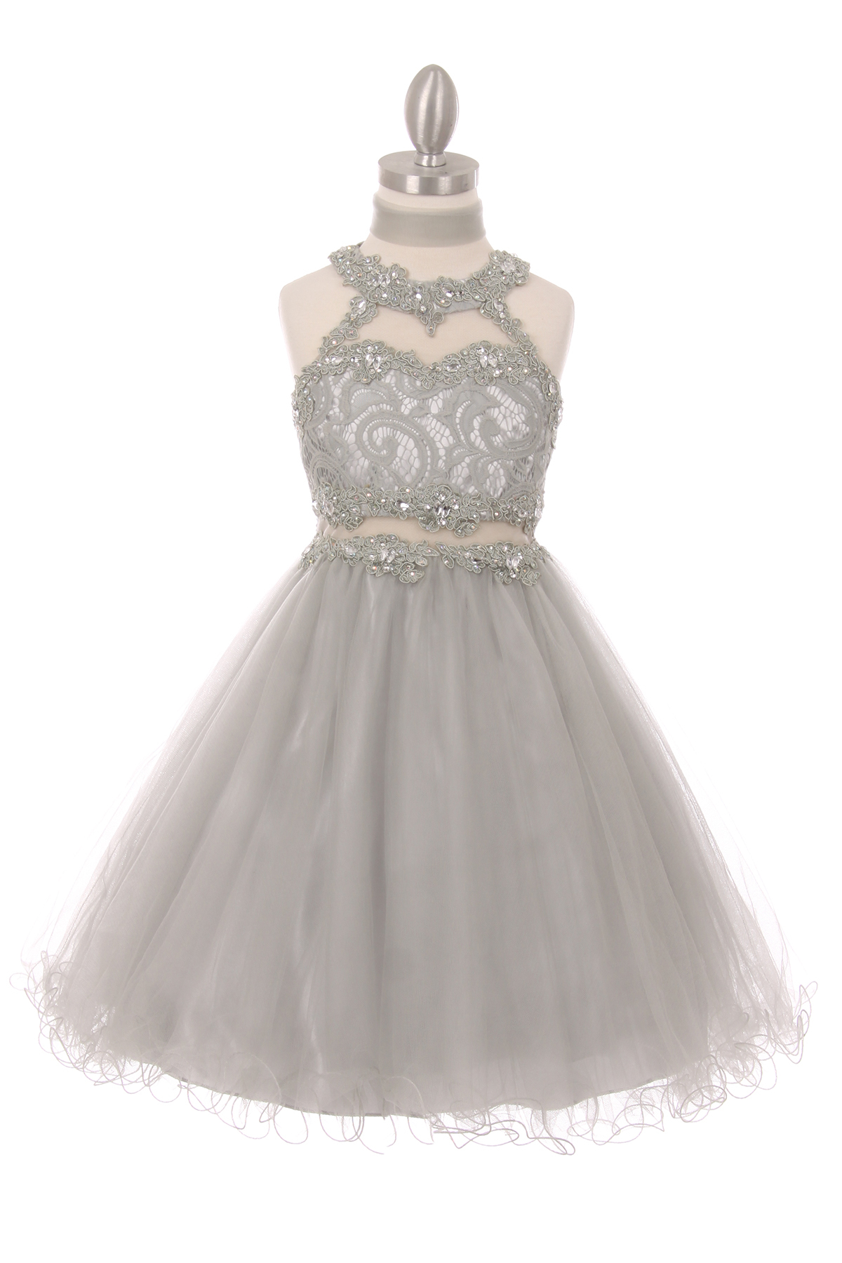 short silver pageant dress