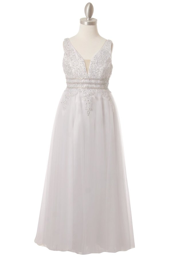 white long tulle dress