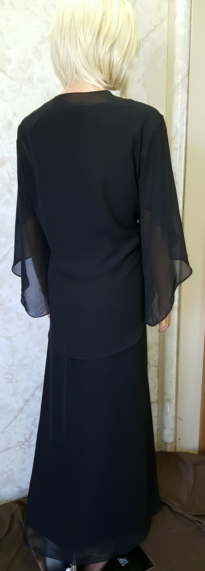 black chiffon mothers dress and jacket