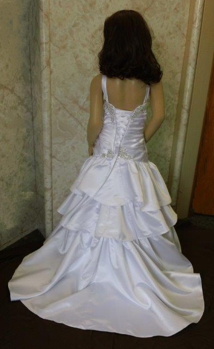 tiered flower girl dress with corset tie back 