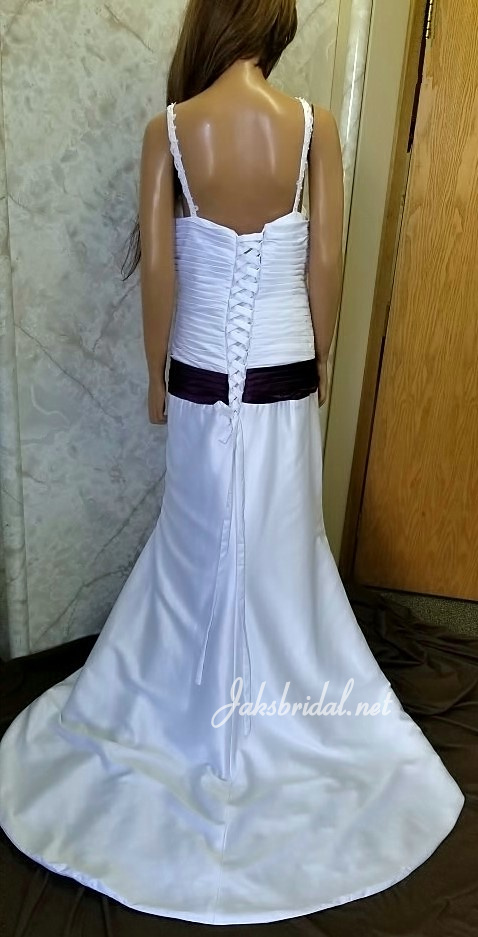 white dress with grape trim