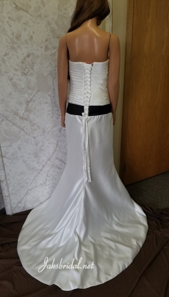 Ivory and black wedding dress
